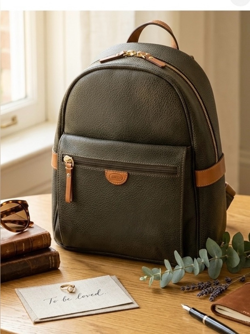 Bric's Milano Life Small Valentina Backpack - Camel Brown Tuscan Leather Trim
